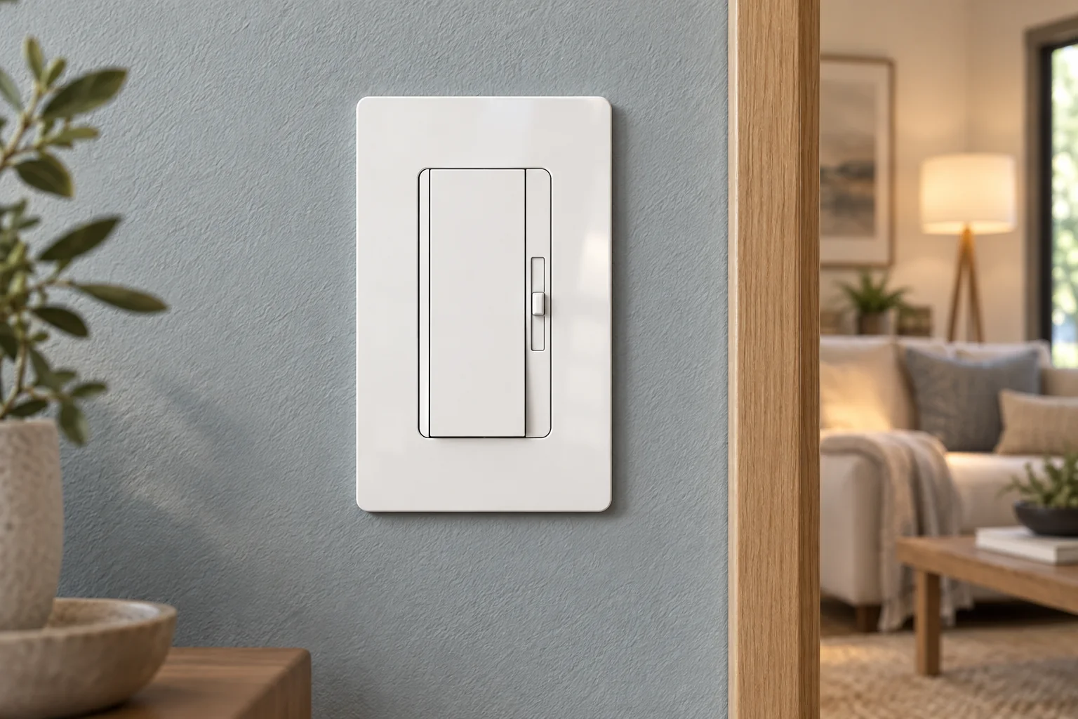 Dimmers, illustrative installation at a living-room entrance